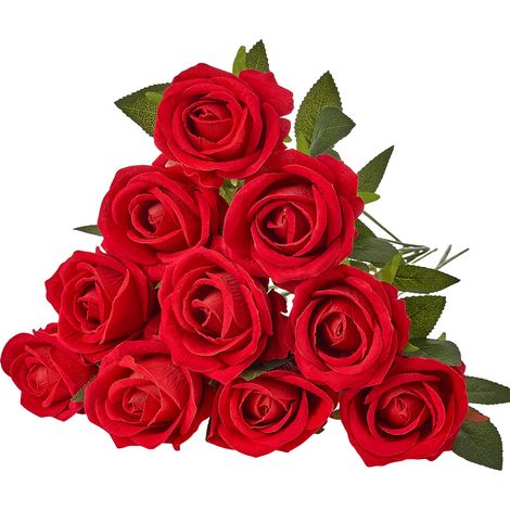 Mophorn Künstliche Rosenblumen, 60 Stück Kunstrosen, Rote Schaumrosen mit Stielen, Ideal für DIY Hochzeitssträuße, Brautdekoration, Valentinstag, Muttertag und Wohnraumgestaltung