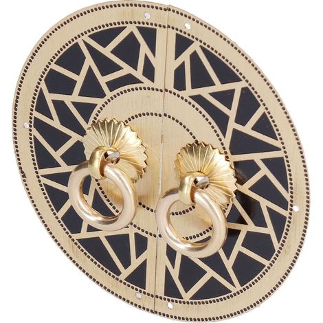 Poignée de meuble ancienne chinoise en laiton, bouton rond à motif écossais pour porte d'armoire, bibliothèque ou fenêtre (1/5)