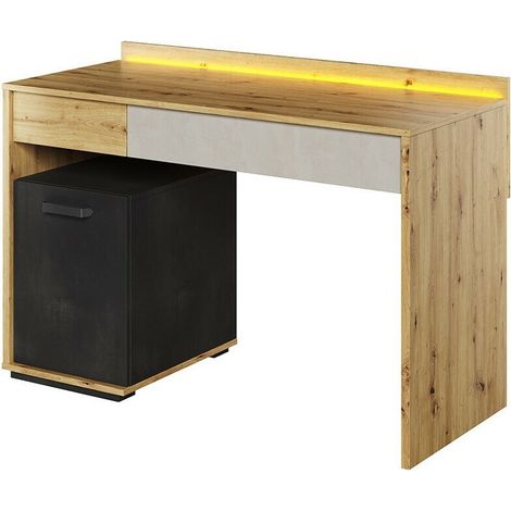 Bureau Orlveno 107 , Avec tiroirs, Avec des portes, Le nombre de portes: 1, Nombre de tiroirs: 2, 77x120x53cm, LED: Disponible