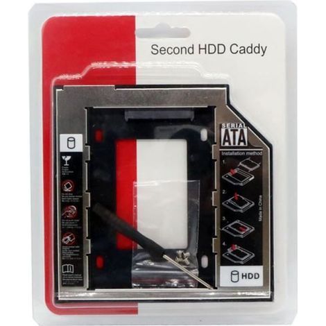 Caddy disque dur optique - Universal - 12.7mm - SATA 2 - SSD/HDD - Aluminium léger-Ywey (1/5)