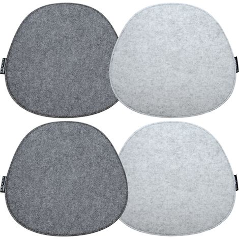 DuneDesign 4 Cuscini Ovali di Feltro per Sedie 40x37x0,8 cm fine bicolore Grigio