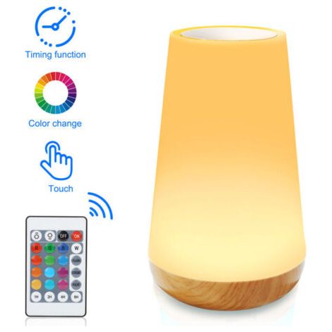 Veilleuse LED tactile avec 13 couleurs RVB, rechargeable par USB, télécommande incluse – idéale pour chambre à coucher, salon, chambre d’enfant ou de bébé, usage intérieur et camping