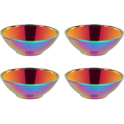 4 cuencos redondos de doble capa para fideos, anti-quemaduras, vajilla para olla caliente, salsa, sopa, arroz, cuenco grande para ramen, acero inoxidable. (1/3)