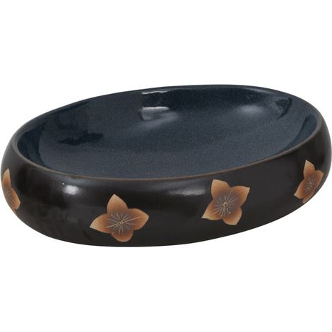 Maison Exclusive - Lavabo da Appoggio Nero e Blu Ovale 59x40x15 cm Ceramica