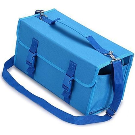 Sac de transport avec bandoulière et poignée pour 120 marqueurs, bleu (1/5)