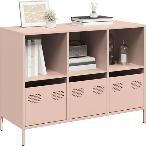 Buffet-Meuble de rangement rose 101,5x39x73,5 cm acier laminé à froid 188796 (1/5)