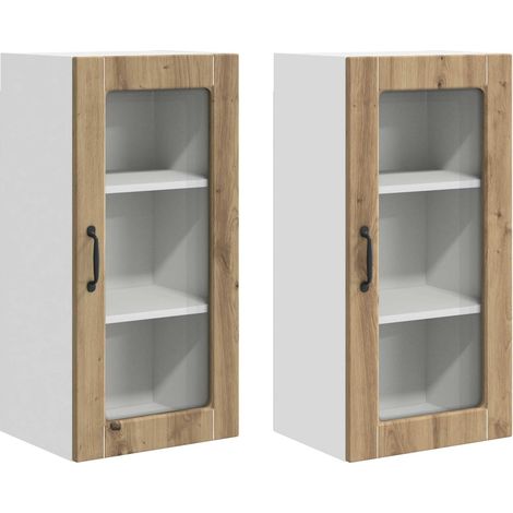 Maison Exclusive - Armario de vidrio para pared LUCCA 2 pcs Roble