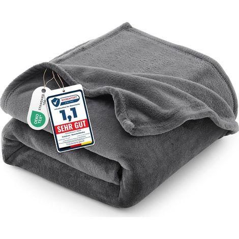 Fleece Blanket 150 x 200 cm Grey (1/5)