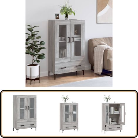 Buffet haut sonoma gris 69,5x31x115 cm bois d'ingénierie - Buffet Design Moderne - Meuble Rangement - Armoire Salon - Buffet Cuisine - Meuble Entrée (1/5)