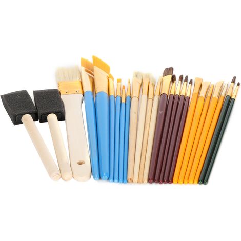Ensemble de 25 pinceaux pour peinture à l'huile, aquarelle et acrylique, manche en bois.