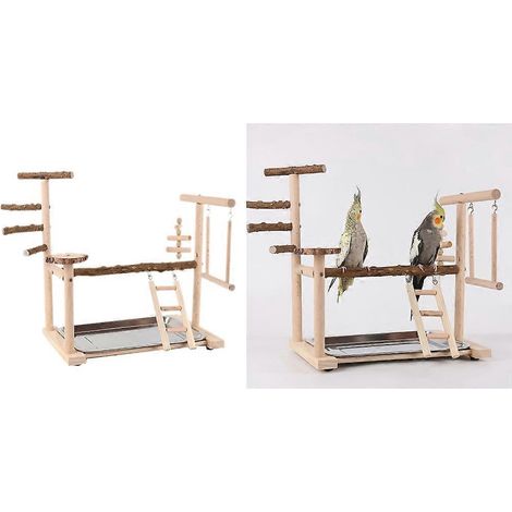 Ensemble de supports pour balançoire en cage pour perroquets, échelle en bois et accessoires (1/4)