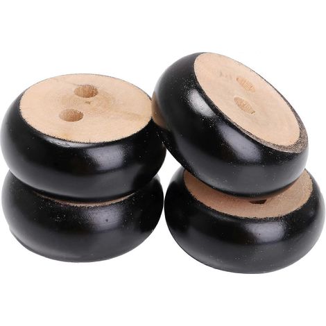 Pieds de canapé ronds en bois noir avec espacement des trous de 22 mm, accessoires de mobilier pour la maison, ensemble de 4 pièces. (1/5)