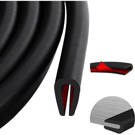 Protection bord de tole EPDM joint caoutchouc en u porte voiture adhesif noir metal verre 2mm (1/5)