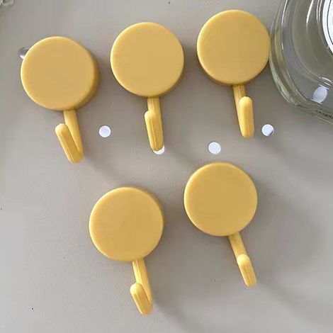 Lot de 5 crochets muraux ronds, robustes, fiables, polyvalents et élégants, avec adhésifs, pour cuisine, chambre, salle de bain ou bureau. (1/5)