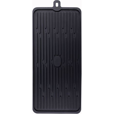 Tapis d'égouttage de cuisine en silicone noir (47 x 20 cm), grille d'égouttage antidérapante, résistant à la chaleur et lavable au lave-vaisselle, pour ranger la vaisselle et les plats. (1/5)