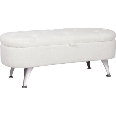 Banco tapizado con almacenamiento y tapa abatible, 114 x 47 x 46,5 cm, blanco (1/5)
