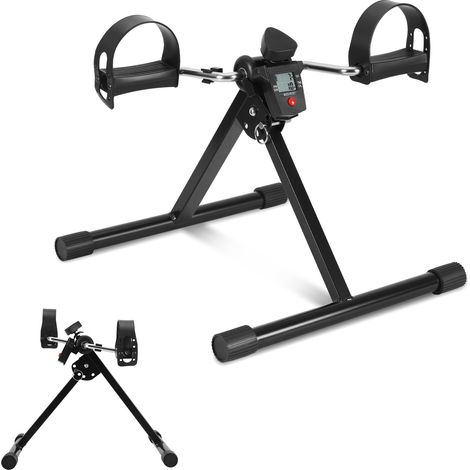 Randaco Mini cyclette, pedaliera con display LCD, attrezzi per allenamento braccia e gambe, resistenza regolabile, altezza regolabile, pieghevole, nero (1/5)