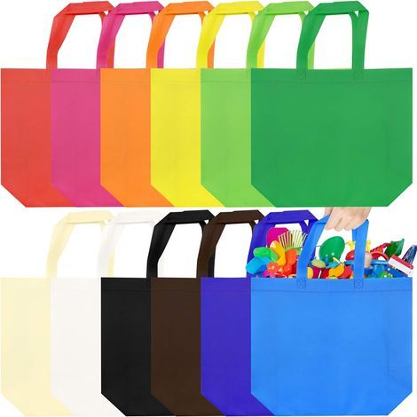 24 Pièces Sac Cadeau Tissu Non Tissé Sac de Courses Grand avec Poignée Réutilisables, Robuste (12 Couleurs) (1/5)