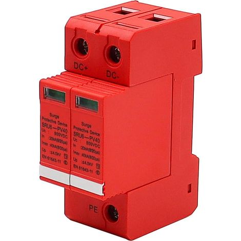 Dispositif de protection contre les surtensions, 2P40KA DC1000V DC Dispositif de protection contre les surtensions Montage sur rail DIN 35 mm pour toute la maison Parafoudre basse tension (1/5)