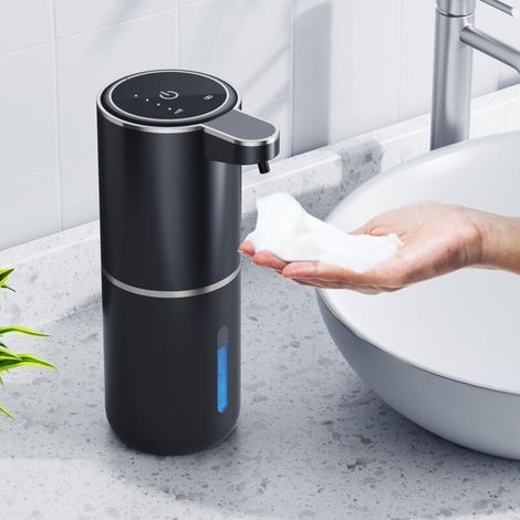 Automatischer Seifenspender – 380 ml – Wandmontage – Berührungsloser elektrischer Seifenspender – Mit Sensor – USB-aufladbar – Für Bad, Küche, Büro – Schwarz (1/4)