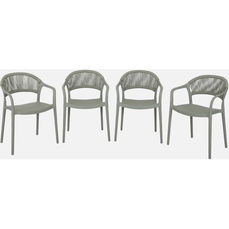 Set 4 sedie da giardino impilabili con effetto corda (1/5)