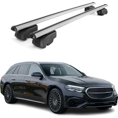 OMAC Barres de toit en aluminium pour Mercedes Classe E W213 2017-2023 – City Crash – ISO/PAS 11154:2006 – Antivol inclus – Charge max 75 kg – 2 barres Argent (1/4)