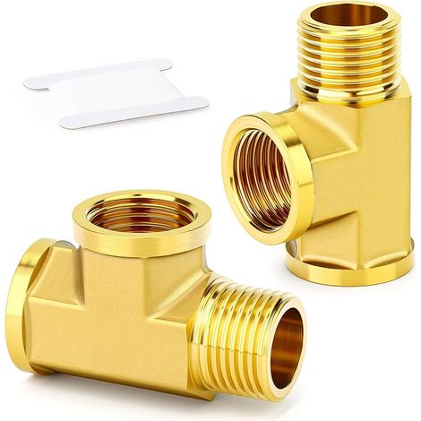 2 pièces raccord en T à 3 voies en laiton, 1/2" femelle x femelle x mâle filetage BSP adaptateur union raccord en T pour tuyau d'arrosage