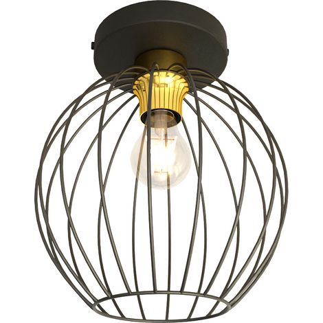 Plafoniera Minimal Industrial Geb 1 Luce Nera E Oro (1/5)