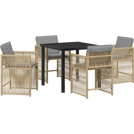 Ensemble de salle à manger pour jardin 5 pcs,Salon de jardin Beige polyrotin CFW47399 (1/5)