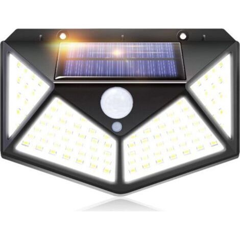 Lampe solaire extérieure IOTSES 100LED 2200mAh 3 modes avec capteur de mouvement 270º des quatre côtés Projecteur étanche IP65 pour jardin, garage, rue, patio, terrasse, etc. (1 unité) (1/5)