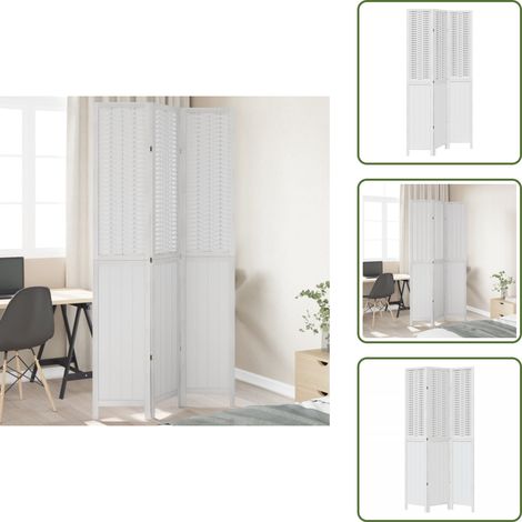 Biombo decorativo - vidaXL Biombo separador de 3 paneles madera maciza Paulownia blanco - Panel divisor