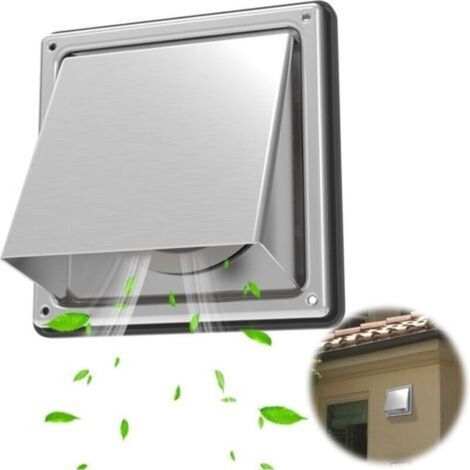Sortie d'air Carrée Mobile 100mm Couvercle de Ventilation D'extracteur de Sortie de Hotte Murale Extérieure en Acier Inoxydable avec Persiennes Actives Adapté à la Cuisine (1/4)