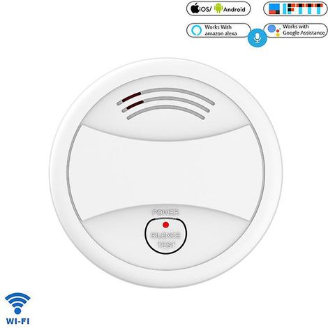 dtecteur De Fume Wi-fi, Dtecteur De Fume Sans Fil Intelligent Avec Pile Au Lithium Remplaable Et Bouton De Silence, Fonction Dauto-vrification (1/4)