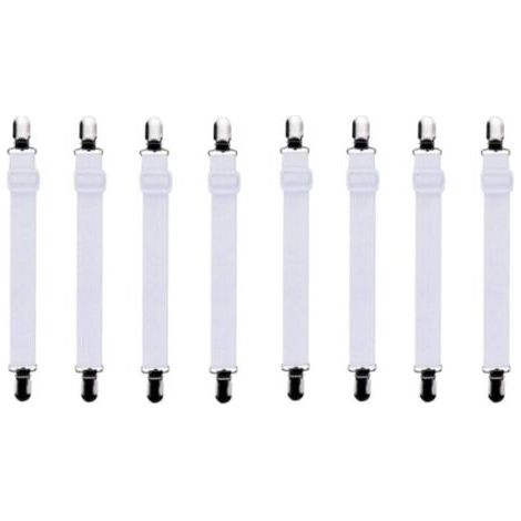 8Pcs【50-180cm】Tendeur Drap Housse Lit Drap Réglable,Tendeurs de Maintien,Convient à Tous Lits et Matelas（Blanc）