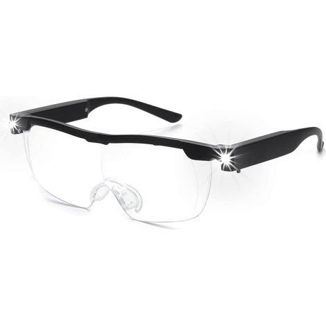 Loupe à 160 % fonctionnant sur piles avec lumière LED - Loupe puissante - Lunettes mains libres pour le travail de près, l'artisanat, la bijouterie, la lecture et la relaxation