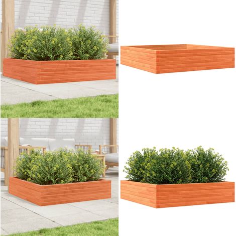 Pflanzkübel Wachsbraun 100x100x23 cm Massivholz Kiefer - Holzpflanze - Hochbeet - Blumenvase - Gartendekoration - Pflanztopf - Home & Living