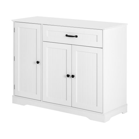 Buffet moderne et élégant à 3 portes et un tiroir, idéal pour la salle à manger, le salon et le couloir (blanc)