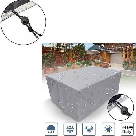 Gartenmöbelabdeckung – 210D Oxford-Gewebe – Möbelabdeckungen – Gartentischabdeckung – Wasserdicht – Winddicht – Für Terrassenmöbel – Silber (1/5)