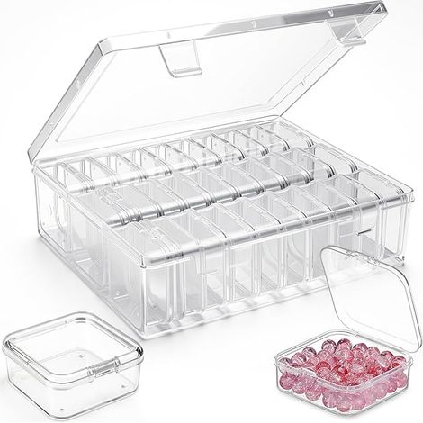 30pcs boîte de rangement transparente, petite boîte de rangement en plastique avec couvercle, boîte de rangement en plastique, boîte de rangement pour petits objets, boîte de rangement pour perles ave (1/5)