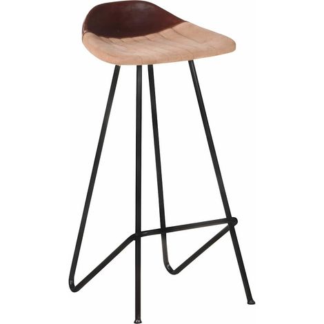 vidaXL Taburetes de cocina 2 unidades cuero auténtico marrón (1/2)