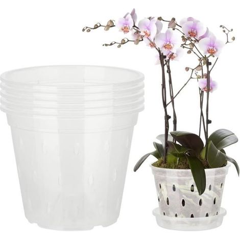 Pots pour Orchidées Transparent 5PCS avec Trous de Drainage - ABS (1/4)