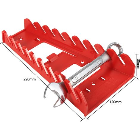Rack à cliquets avec 9 slots Rouge en plastique haute densité Organisateur pour atelier monté sur mur, pegboard ou chariot portable (1/5)