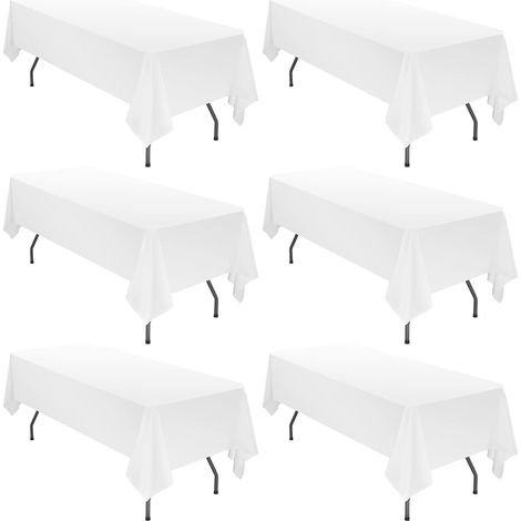 Lot de 6 nappes en polyester 152 x 259 cm pour tables rectangulaires de 1,8 mètre, nappes lavables en tissu résistant aux taches et aux plis (1/5)