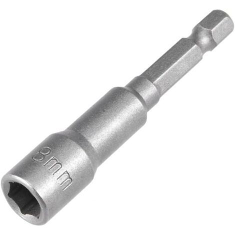 Douille magnétique de 8 mm, douille hexagonale 1/4", pour perceuse ou visseuse sans fil, longueur 65 mm, 1 pièce