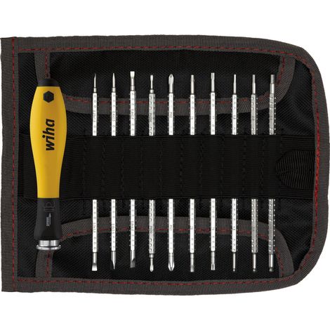 Wiha Giravite con set di lame di ricambio SYSTEM 4 ESD Assortito, 12 pz con borsa avvolgibile (31499) (1/2)
