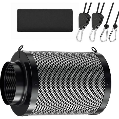 Wolketon Filtre à charbon actif 150400mm, filtre carbone anti odeur pour box de culture extracteur gaine avec préfiltre (1/5)