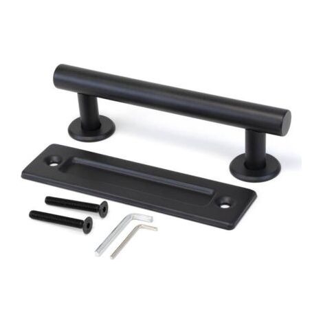 Poignée pour portes coulissantes en bois Pasadena - Longueur 240 mm - Tige 180 mm - Acier - Noir texturé (1/4)
