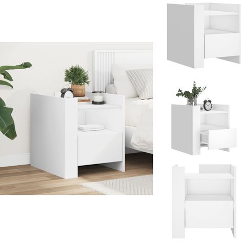 Table de chevet blanc 45x50x50 cm bois d’ingénierie - Table De Chevet - Meuble De Chambre - Table Nuit - Commode - Mobilier Blanc (1/5)