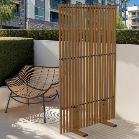 Biombo decorativo de exterior, 80 x 150 cm, efecto madera