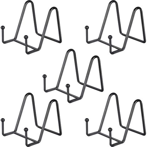 Lntyq 5er-Pack kleine 3-Zoll-Tellerständer, Mini-Bilderrahmen aus schwarzem Metall für Fotos, Bücher, Fotostaffeleien, Kunsthandwerk und Sammlerstücke (1/4)